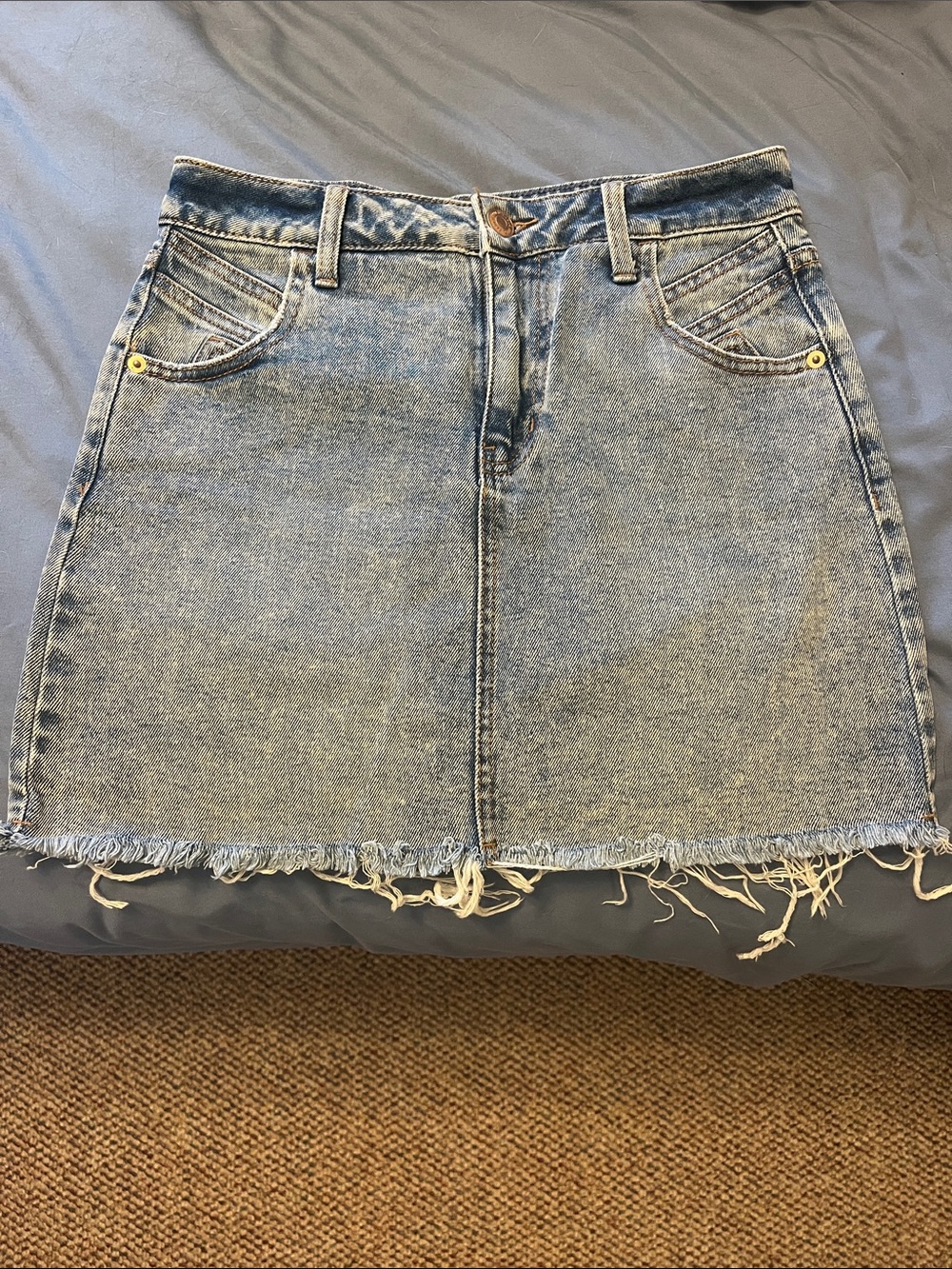 wild fable Light Wash Denim Mini Skirt with Frayed Hem